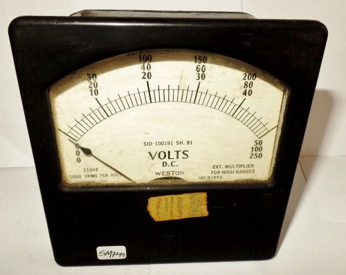 Weston 4&#034; dc square panel meter voltmeter 0-50 / 0-100 / 0-250 vdc d.c.volts for sale