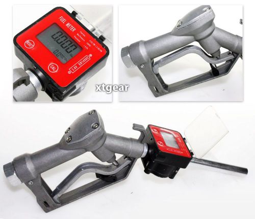 Fuel gasoline diesel petrol oil gun w/digital flow meter manual nozzle dispenser for sale