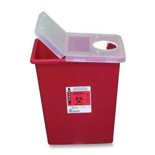 Unimed SSHL100980 Biohazard Sharps Container W/Hinged Lid/Rotor 8 Gal. Red