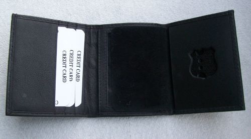 Mini Shiled &amp; ID Tri Fold Leather Wallet For NYPD Patrolman &amp; Similar