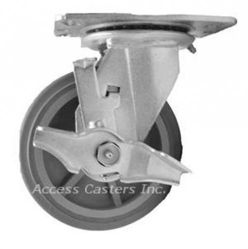 8PLPNSB 8&#034; x 2&#034; Swivel Plate Caster, Non-Marking Wheel with Brake, 600 lbs Cap