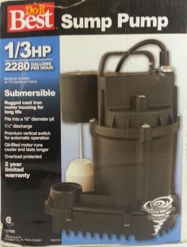 Submersible sump pump 1/3hp 60hz 4.5 amp 1ph 115v 2280 gph (s#29-4) for sale