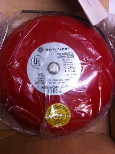 NOTIFIER CORP. MODEL KMS-6-24VDC/P AUDIBLE SIGNAL FIRE ALARM RED BELL