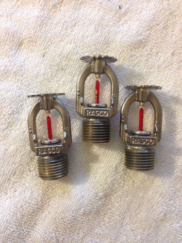 3 RASCO  Fire Sprinkler Heads Red Filled  Brass  Steampunk Industrial art