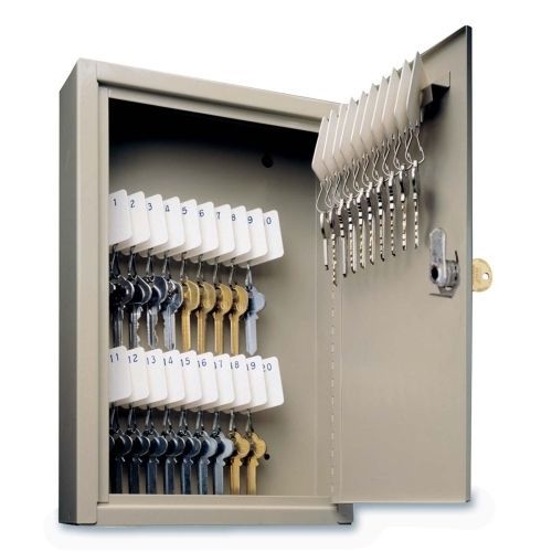 Mmf uni-tag 30 key cabinet - 8.0&#034; x 2.6&#034; x 12.1&#034; - steel - security lock - sand for sale