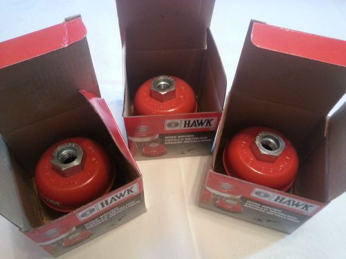 LOTOF (3) HAWK NULINE SMALL CUP 3&#034; WIRE BRUSHES-75mm/ M14x2 ARBOR FINE WIRE-NIB