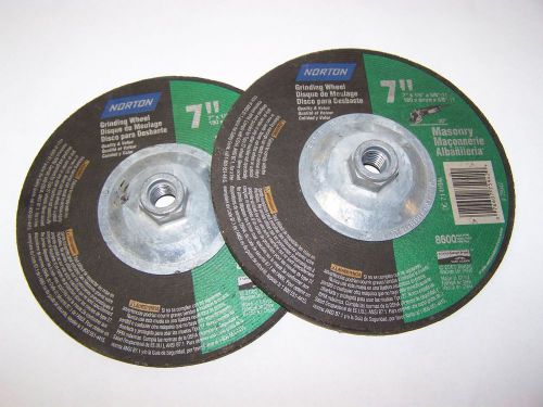 Norton masonry grinding wheels, 7&#034; x 1/4&#034; x 5/8-11  2 pc lot for sale
