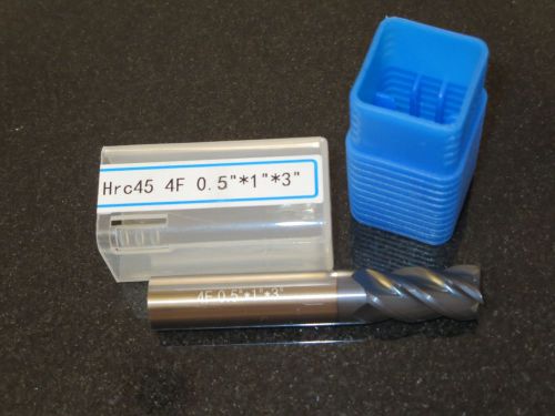 Solid Carbide End Mill - 4 Flute, 1/2&#034; Diameter, 1&#034; LOC, 3&#034; OAL, TiAlN Coated...