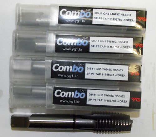 5pc 5/8-11 YG1 Combo Tap Spiral Point Taps for Multi-Purpose Coated