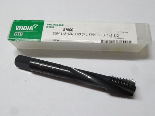 New widia greenfield 1/2-13 unc h3 3fl spiral flute bottoming oxide tap 87500 for sale