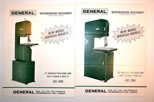 Vintage general 15&#034; &amp; 20 wood bandsaw machinery brochures 1969 &amp; 1971  #rr598 for sale