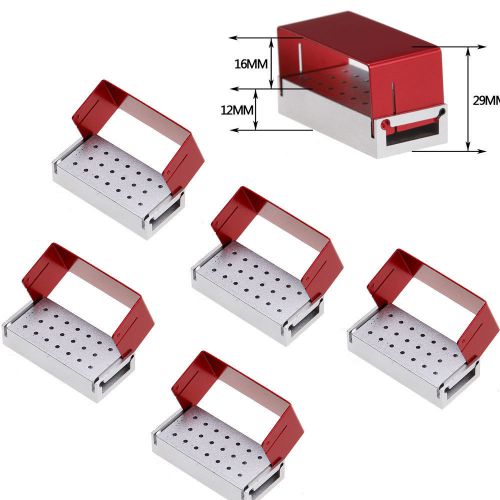 5x dental aluminium burs holder block autoclave disinfection boxes 20 holes for sale