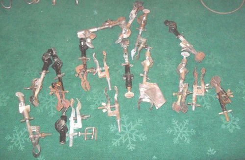 Vintage science lab chemistry tools test tube holders clamps vice cast iron for sale