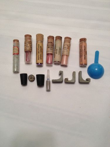 Glass vial vintage litmus paper cork stoppers chemistry lab rubber stopper lot for sale