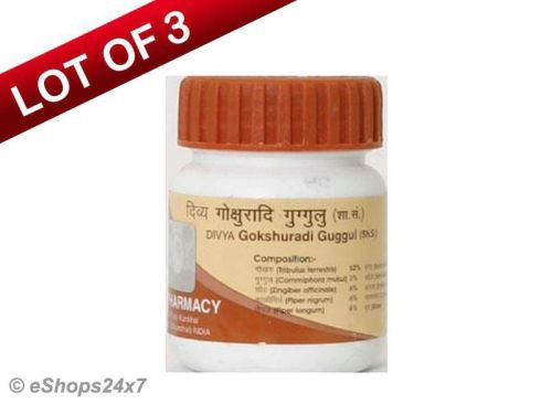 Lot of 3 herbal divya gokshuradi guggulu strengthens &amp; rejuvenates the kidneys for sale