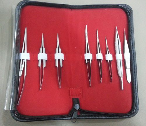 Eye Ophthalmic Micro Minor Surgery Instruments Set of 8 pcs Scissors, Forceps