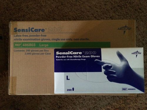 Medline SensiCare 200 Powder-Free Nitrile Exam Gloves Blue 200/Box Large