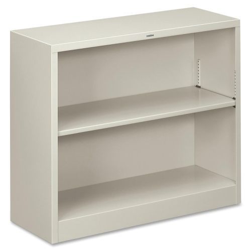 Metal bookcase, two-shelf, 34-1/2w x 12-5/8d x 29h, light gray for sale