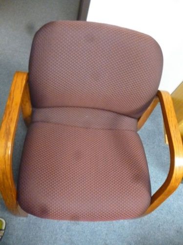 1 of 4 Office Star Chairs, Red Texture, Non-Spoiling Fabric, Oak Finish (C132)