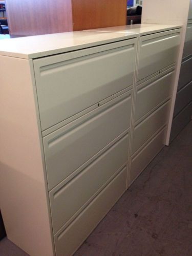 4 DRAWER LATERAL SIZE FILE CABINET by HAWORTH OFFICE FURNITURE 36&#034;W w/LOCK&amp;KEY