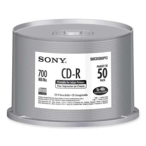 Sony CD Recordable Media - CD-R - 48x - 700 MB - 50 Pack - 120mm1.33 Hour
