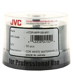 200 jvc taiyo yuden 52x cdr water shield white inkjet for sale