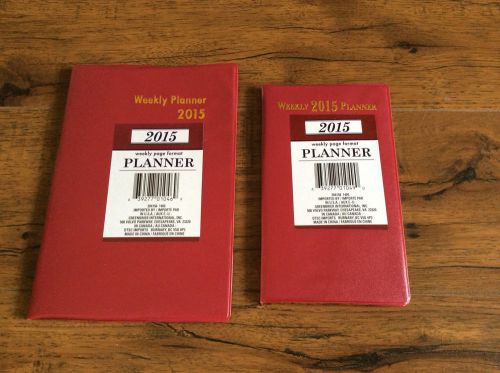 Weekly Planner-2015-Red/maroon-New-approx size 5x 7 1/2-Vinyl- BONUS pocket size