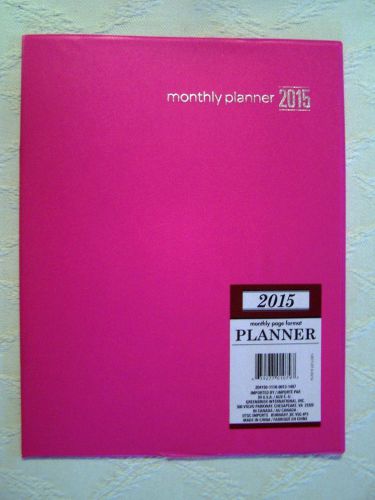 NEW 2015 MONTHLY PLANNER/ORGANIZER PINK  8&#034;X10&#034;  FREE SHIPPING!!!