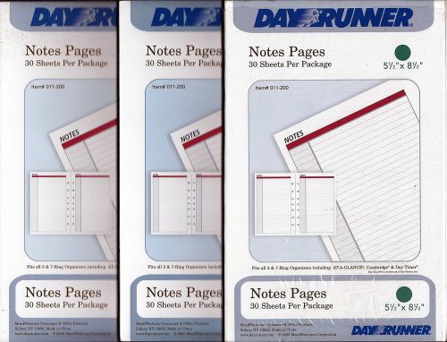 DAY RUNNER Notes pages, lot of 3 unopened packages of 30. Item 011-20