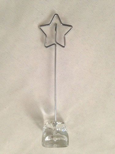 Clear &amp; Silvertone Name Tag Card STAR Clip Holder