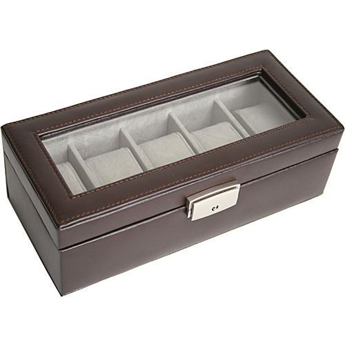 Royce Leather 5 Watch Box - Brown Business Accessorie NEW