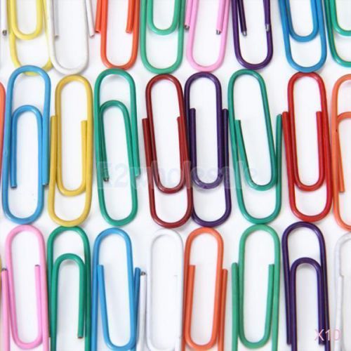 10x 100pcs color assorted plastic coated paper clips 33mm for sale