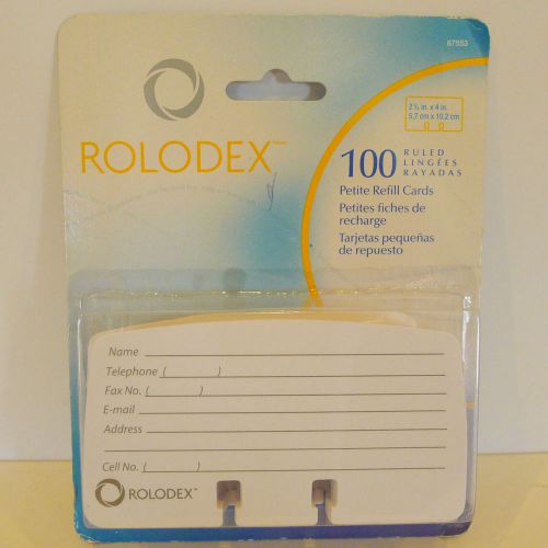 Rolodex 100 Ruled Petite Refill Cards 2.25&#034; X 4&#034; 67553