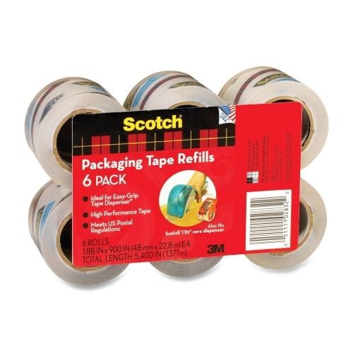 Scotch Easy-Grip Packaging Tape Dispenser Refill - 2&#034;Wx75 ft L -6/Pk -Clear