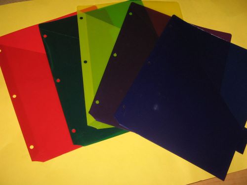 5 Tab Poly Divider w/ Single Angled Pocket Index Tabs Multi-Colored Lot of 3 15p