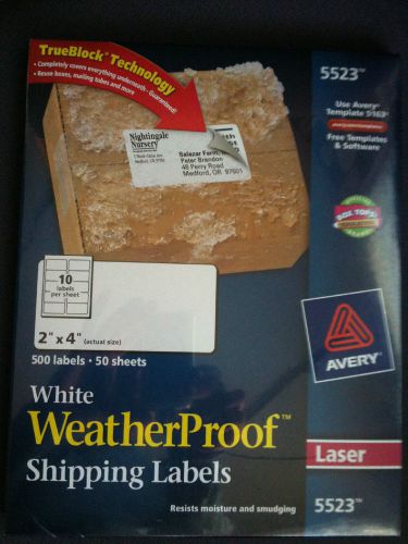 Avery 5523 White WeatherProof Shipping Labels 2&#034;x4&#034; Brand New Free Shipping