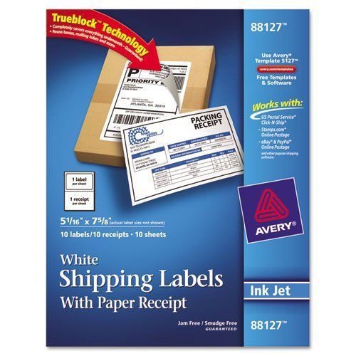 Avery receipt inkjet print shipping labels - 5.06&#034; width x 7.63&#034; length (88127) for sale