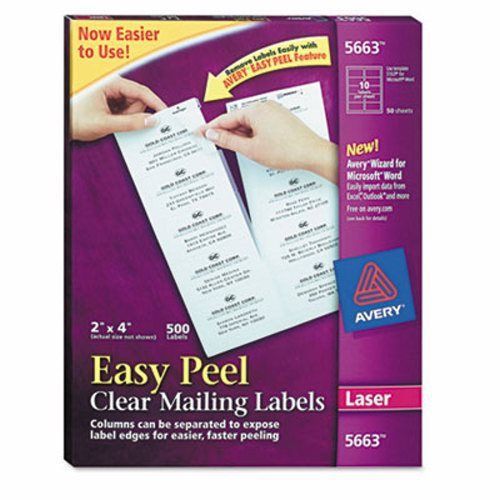 Avery easy peel laser mailing labels, 2 x 4, clear, 500/box (ave5663) for sale