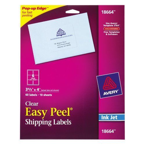Avery easy peel mailing label - 3.33&#034; width x 4&#034; length - 60 / pack - (18664) for sale