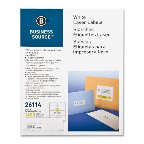 LOT OF 3 Business Source Mailing Laser Label - 1.33&#034;Wx 4&#034;L -1400/Pk - White
