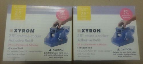 XYRON 2.5&#034; Create-A-Sticker Adhesive Refill 20&#039; Xyron 2.5 2250  Sticker Lot two