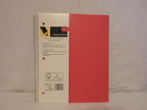 Lot of 2-1 Subject Spiral Notebooks College Ruled 11&#034; x 9&#034; 100 Sheets Pink &amp; Red