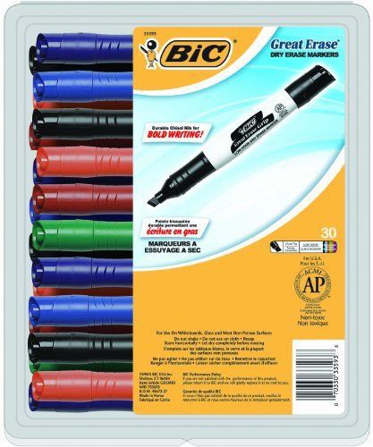 Bic Great Erase Grip Dry Erase Marker - Chisel Marker Point Style - (gdem30asst)