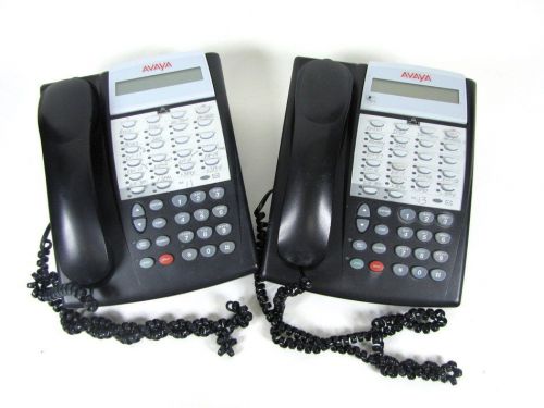 LOT OF 2 AVAYA PARTNER 18D-0003 BLACK / GREY TELEPHONES / PHONES WITH HANDSETS