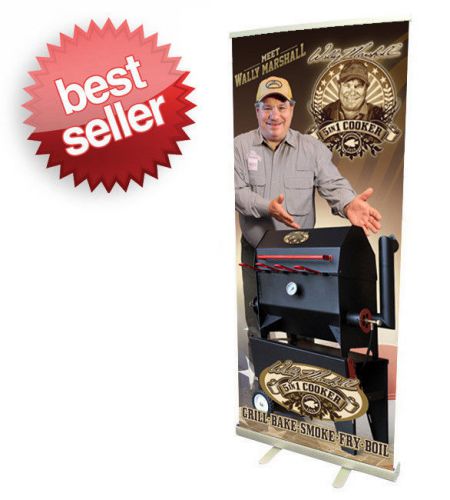 33&#034; Retractable Roll Up Banner Stand With Print / 1 Day Service Available