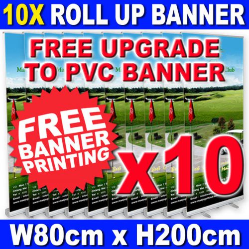 10x Roll Up Banner Pop Up Banner Stands FREE PVC Banner