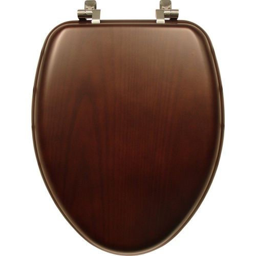 New bemis 19601cp 888 natural walnut wood toilet seat with chrome hinges, for sale