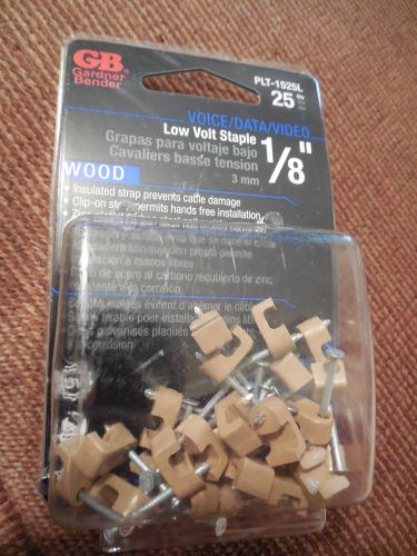 NEW! Low Volt Staple, wood, 1/8&#034;, pk of 25, prevents cable damage, secure wires