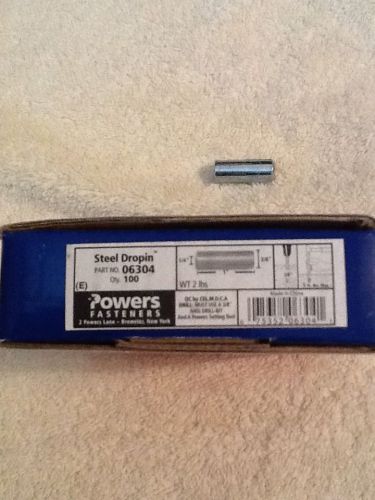 Powers Brand 1/4&#034; Steel Drop Ins 100 Pieces New