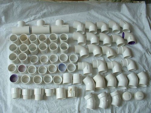 Pvc pipe fittings, 1-1/2&#034;, lot of 71 pieces, schedule 40 for sale